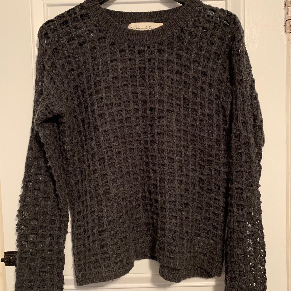 Wide Net Knitted Grey Sweater